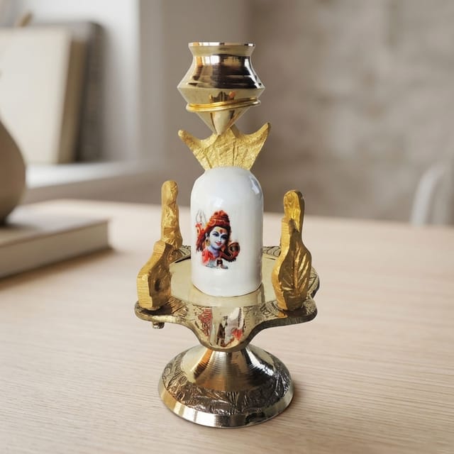 Brass Shivparivaar White stone no. 1 - 2.8*2.2*4.5 inch (Z463 B)