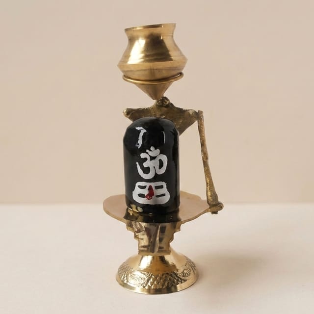 Brass Shiv Ling Black Stone No. 2 - 3.1*2.1*4.9 inch (Z396 C)