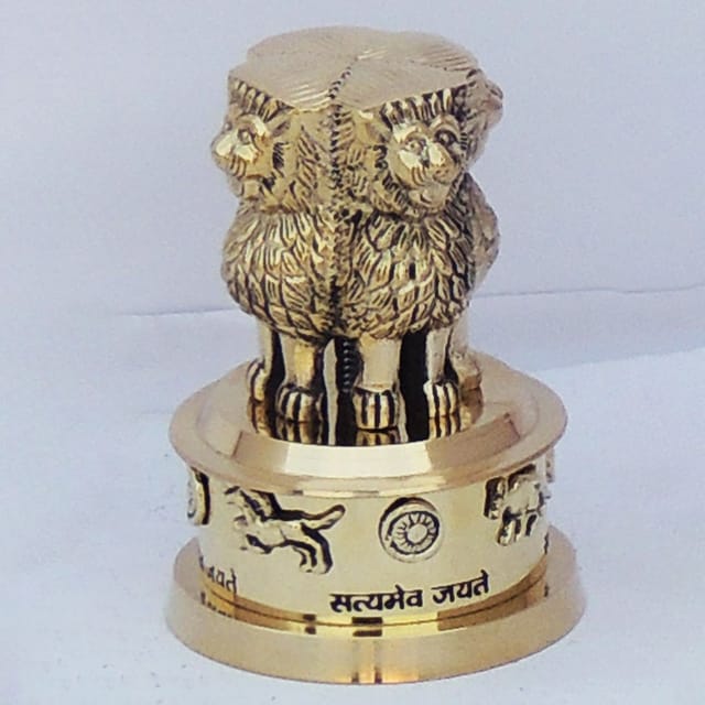 Brass Table Decor Showpiece Ashok Lath - 3*3*4.5 inch (F670 D)