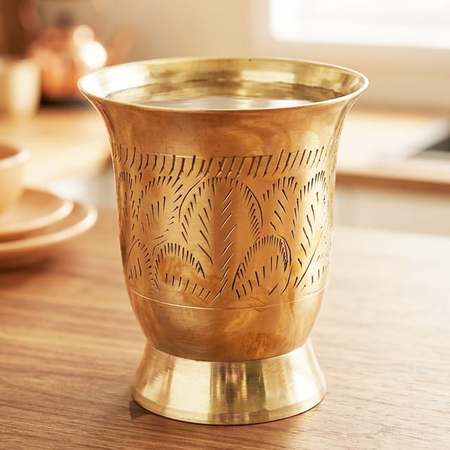 Brass Lemon Glass 200 Ml - 3.6*3.6*3.8 inch (Z304 D)
