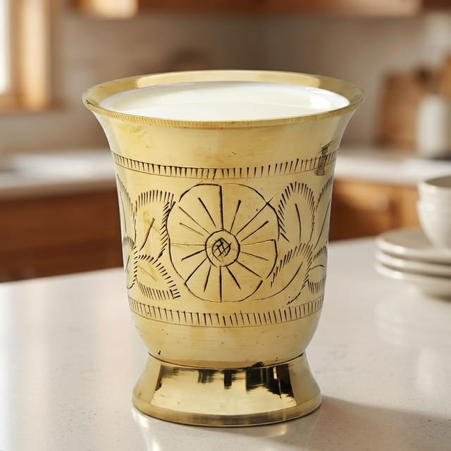 Brass Lemon Glass 200 Ml - 3.2*3.2*3.5 inch (Z179 D)