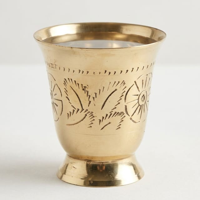 Brass Lemon Glass 150 Ml - 3*3*3.2 inch (Z179 C)