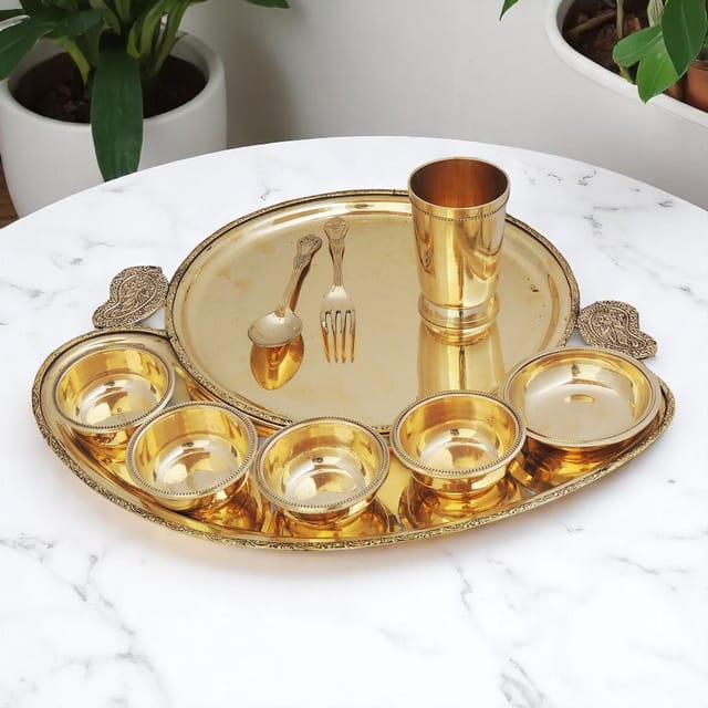 Brass Maharaja Bhojan Thali Set - 16 inch (Z261 A)