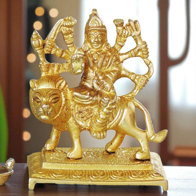 Brass Showpiece Durga Ji God Idol Statue - 3*1.5*3.5 inch (BS1044 D)