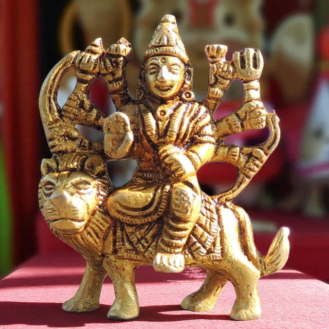 Brass Showpiece Durga Ji God Idol Statue - 2*1*3 inch (BS1044 C)