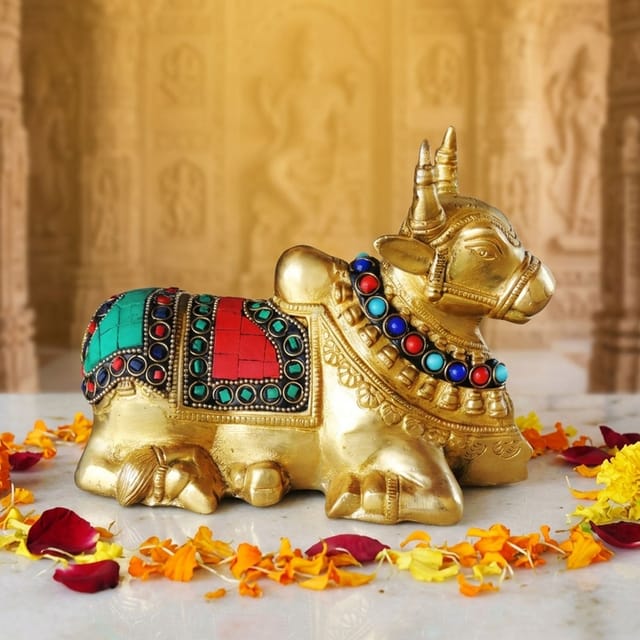Brass Showpiece Nandi Idol Statue  - 7*3*5 inch (BS998 A)