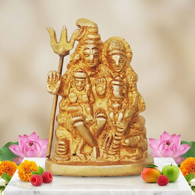 Brass Showpiece Shiv Parivar Idol Statue  - 2*1*2.5 inch (BS760 A)