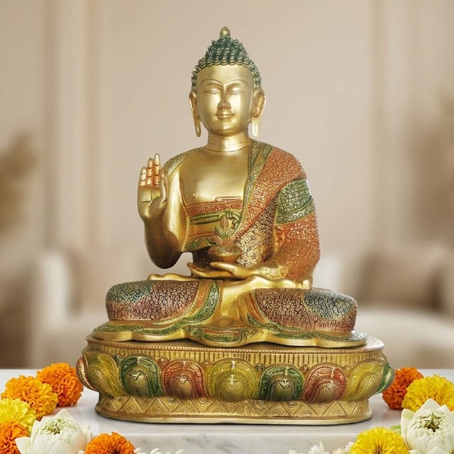 Brass Showpiece Buddha Statue  - 16.4*11.5*21.5 inch (BS660 E)
