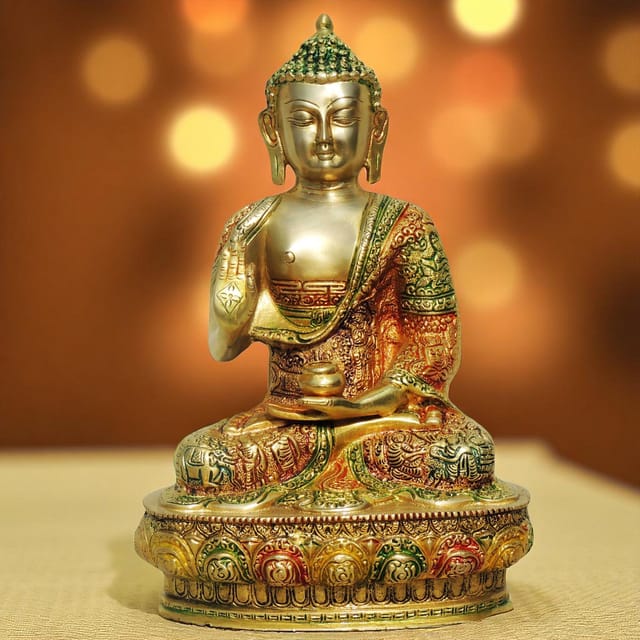 Brass Showpiece Buddha Big Statue  - 8.4*5*12.5 inch (BS660 B)