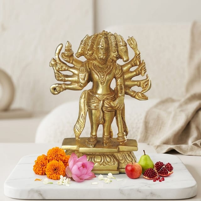 Brass Panchmukhi Hanuman Idol Murti Statue - 4*2*7 inch (BS1039 F)