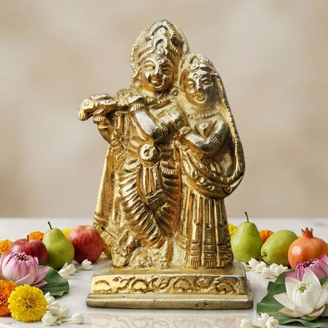 Brass Showpiece Radha Krishna God Idol Statue  - 1.7*0.8*2.6 inch (BS1007 B)