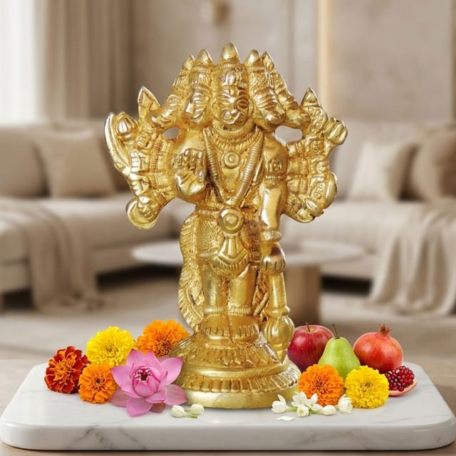 Brass Showpiece Panchmukhi Hanuman Ji God Idol Statue  - 3*1.5*4 inch (BS1048 E)
