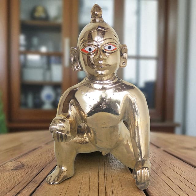 Brass Showpiece Laddu Gopal God Idol Statue  - 7.5*4.5*7 inch (BS871 E)