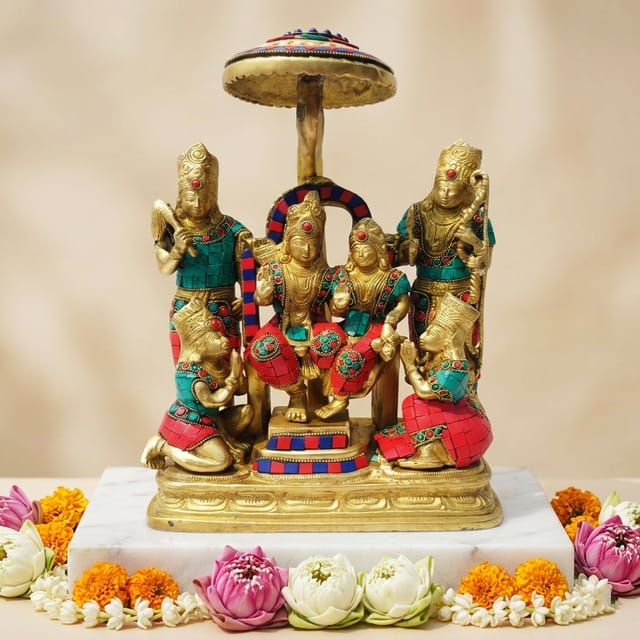 Brass Showpiece Ram Darbar Stone God Idol Statue  - 10*5*14 inch (BS330)