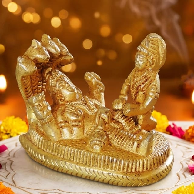 Brass Showpiece Vishnu Laxmi Ji With Shesnag God Idol Statue  - 2.5*1.5*2 inch (BS1050 C)
