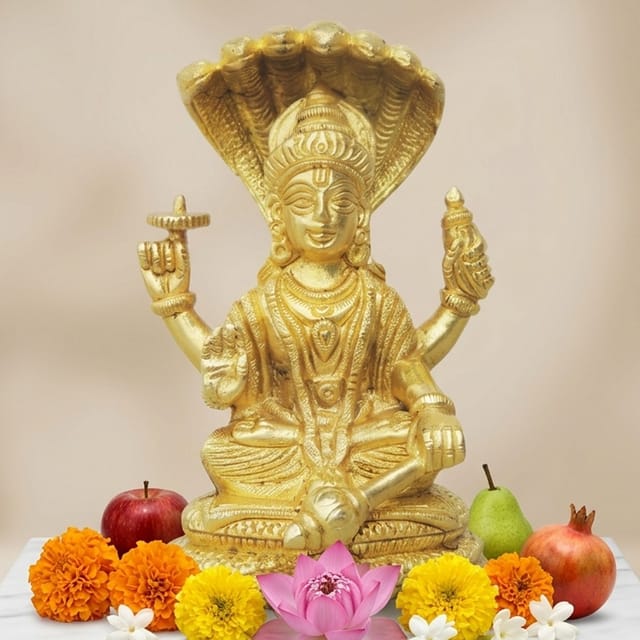 Brass Showpiece Nariane With Sheshnaag God Idol Statue  - 3.3*2.8*5 inch (BS992 C)