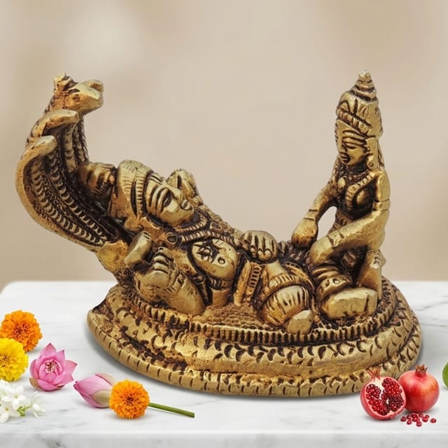 Brass Showpiece Vishnu Laxmi Ji With Shesnag God Idol Statue  - 3.5*2.5*3.5 inch (BS1050 E)