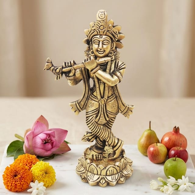 Brass Showpiece Krishna Statue - 3*2*5.2 Inch (BS1264 K)