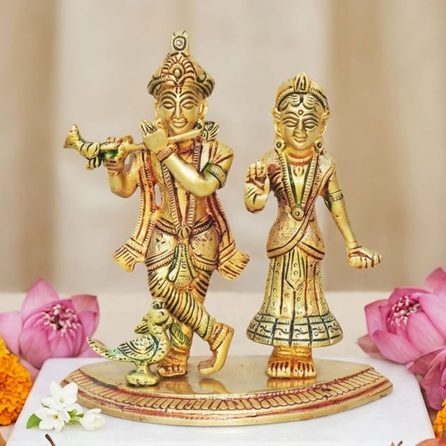 Brass Showpiece Radha Krishna Statue - 4.6*2.6*5.3 inch (BS1248 C)