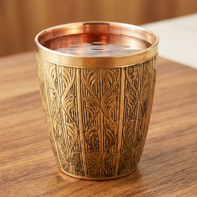 Pure Brass Glass, 220 ML - 3*3*3.2 inch (Z268 C)