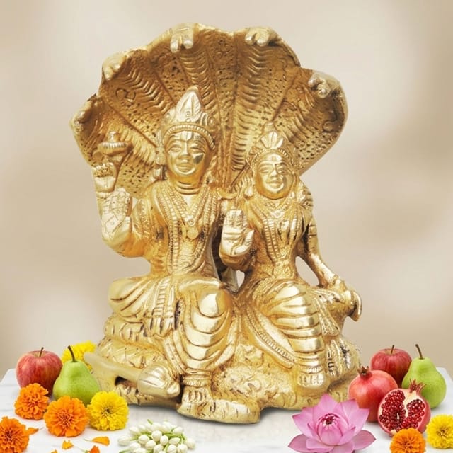 Brass Showpiece Laxmi Naraine With Sheshnaag Statue - 3.5*2.6*4.5 Inch (BS991 C)