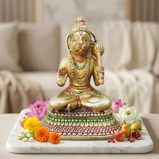 Brass Showpiece Hanuman Ji Statue - 5.2*3.3*7.3 Inch (BS499 C)