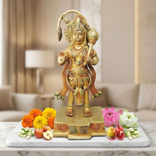 Brass Showpiece Hanuman statnding Statue - 4.8*3.3*10.5 Inch (BS885 A)
