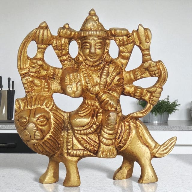 Brass Showpiece Durga Ji God Idol Statue - 2x0.6x2.1 Inch (BS1272 C)