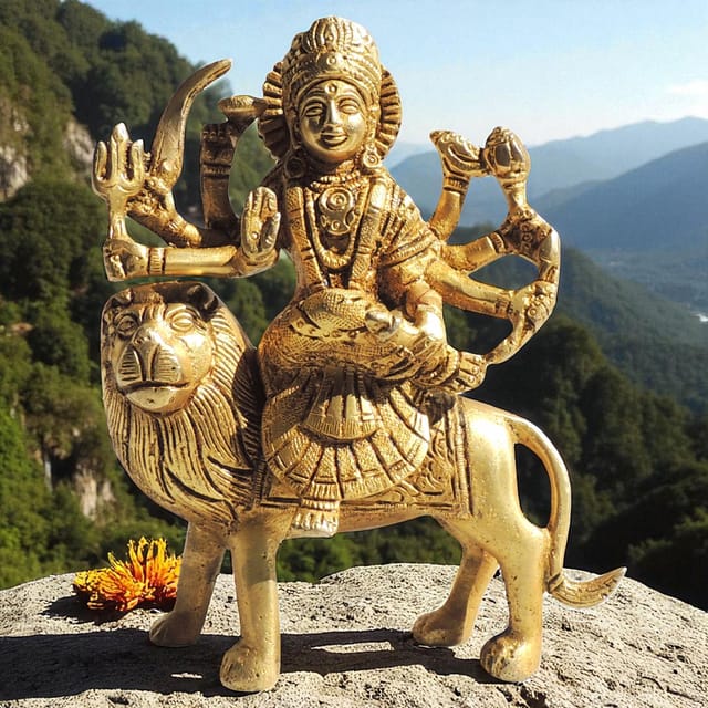 Brass Showpiece Durga Ji With Super Fine Finish God Idol Statue - 5x2x6 Inch (BS021)