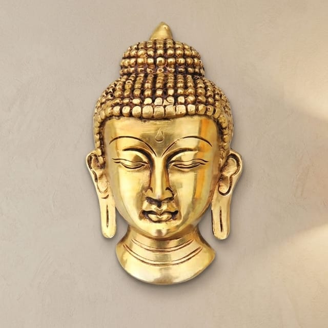 Brass Showpiece Buddha Head Statue - 2*2*4 Inch (BS1077 C)