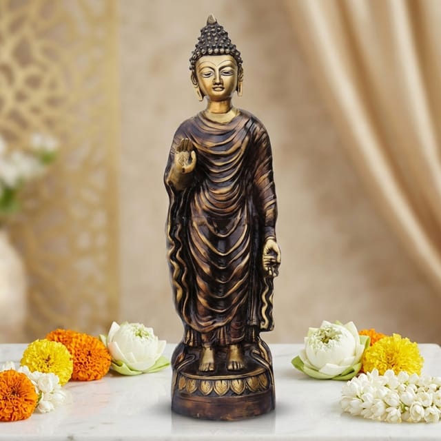 Brass Showpiece Standing Budha Statue - 7.5*6*25 Inch (BS723 A)