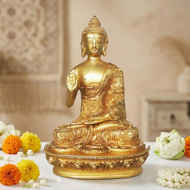 Brass Showpiece Budha Statue With Super Fine Finish - 5*3.3*7.2 Inch (BS079 K)