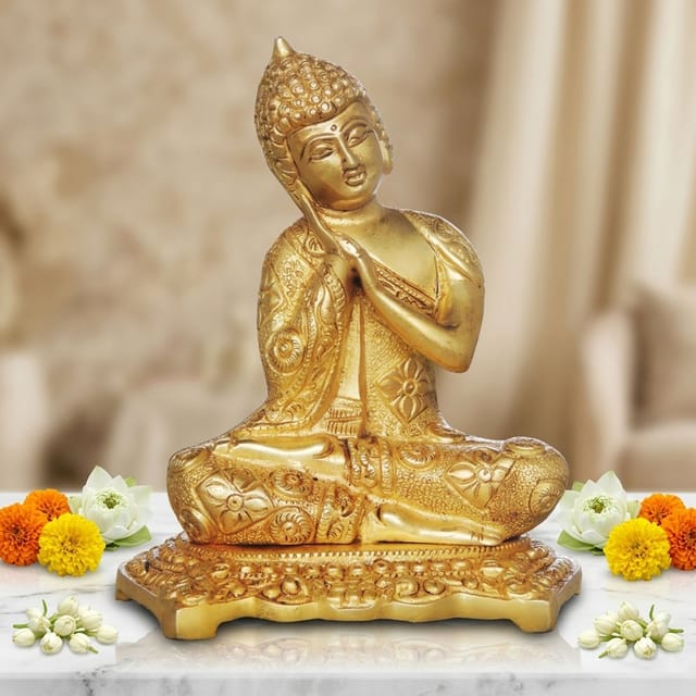 Brass Showpiece Budha Statue With Super Fine Finish - 5.6*4.3*6.8 Inch (BS015)