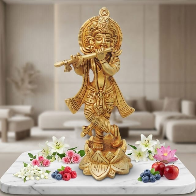 Brass Showpiece Krishna Ji Statue  - 3*2.5*7 Inch (BS1267 K)