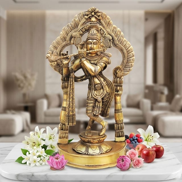 Brass krishna standing darbar SF Antique-8.5*4.8*14.5 (BS600 B)