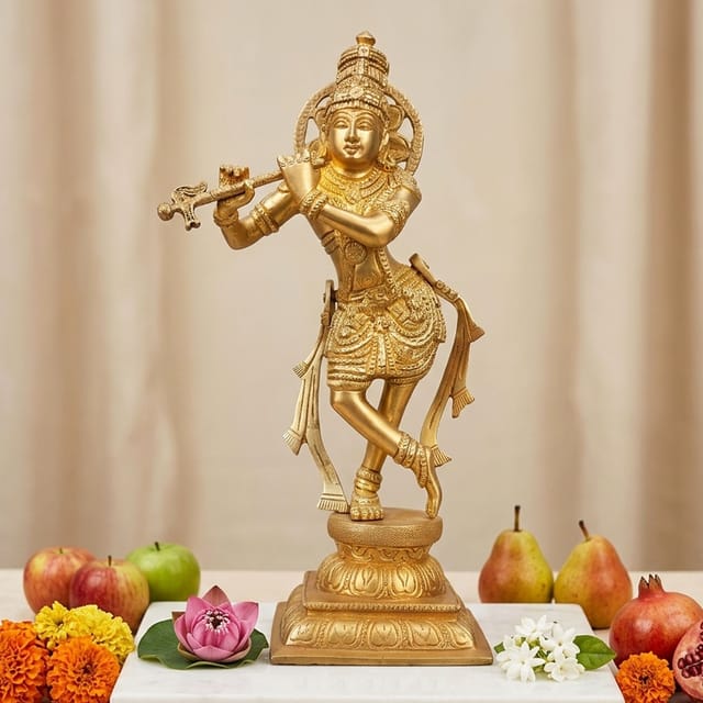 Brass Dancing Krishna SF-5.5*4.2*12 (BS348)