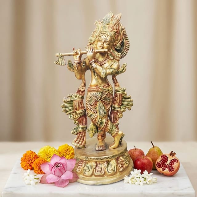 Brass Krishna Colour Statue-6*5.3*13 (BS616 K)