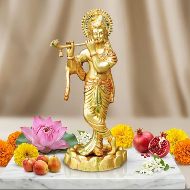Brass Krishna Colour Statue-4.5*4.3*11 (BS427 C)
