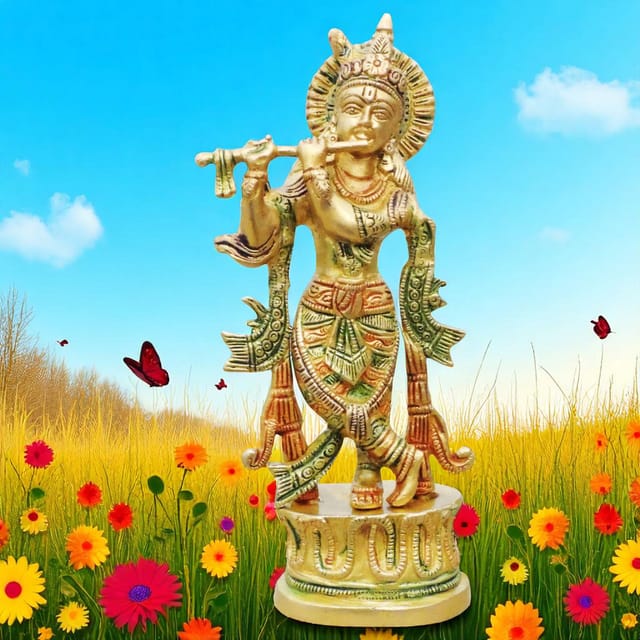 Brass Krishna Colour Statue-3.5*2*8.5 (BS938 B)