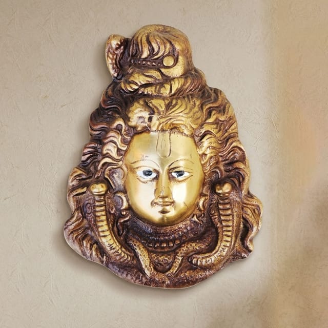 Brass Showpiece Wall Hanging Shiv Ji Face Statue - 5*1.5*6.2 Inch (BS920 A)