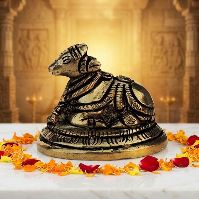 Brass Showpiece Nandi Small Statue  - 1.7*1.5*2 Inch (BS1291 B)