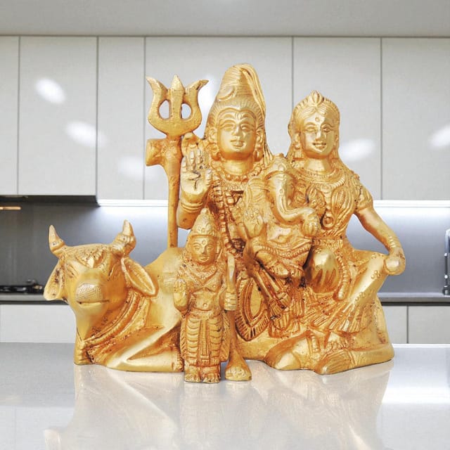 Brass Showpiece Shiv Parivar With Nandi Statue - 6*3*5 Inch (BS754 A)