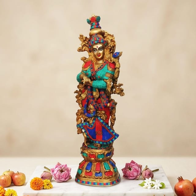 Brass Showpiece Radha Ji Statue - 11*6.5*28.8 Inch (BS467 R)