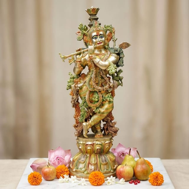 Brass showpiece Krishna Idol - 15.5*11.5*45 Inch (BS1346 E)
