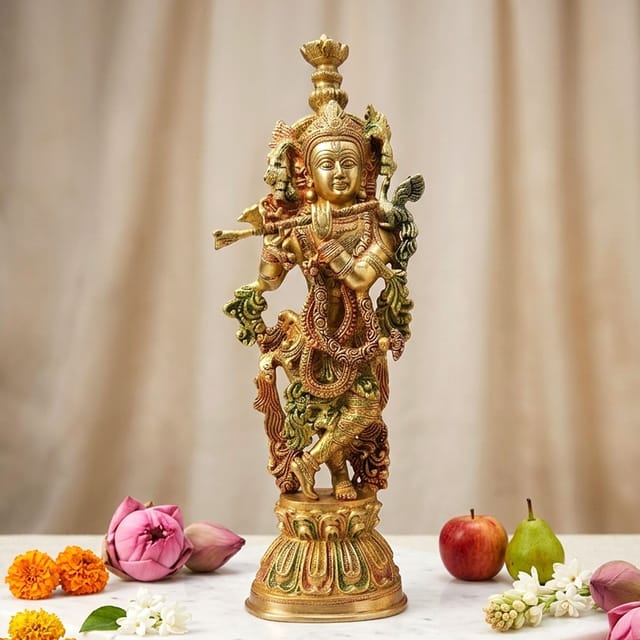 Brass showpiece Krishna Idol - 7*5*22 Inch (BS092 K)