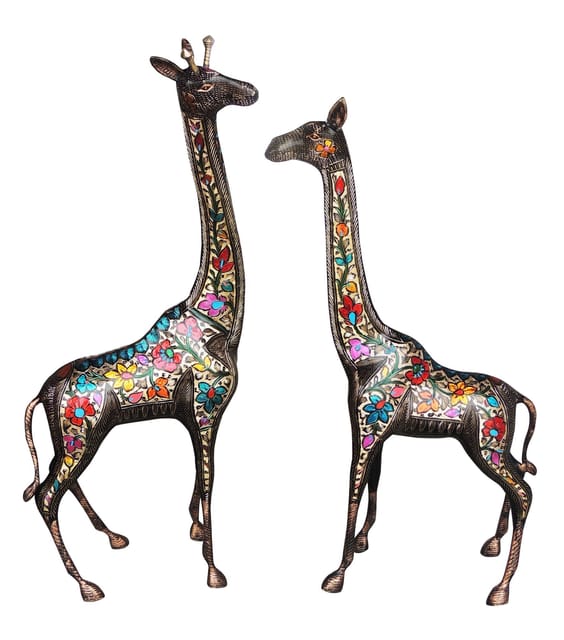 Brass Showpiece Gieaffe Statue Set of 2 Pieces - 32*7*34.2 inch (AN230 D)