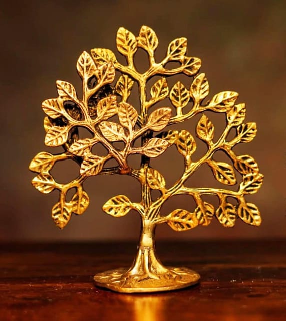 Brass Table Decor Showiece Kalpavriksha Tree Statue - 6.2*2.7*6.6 Inch (BS1295 B)