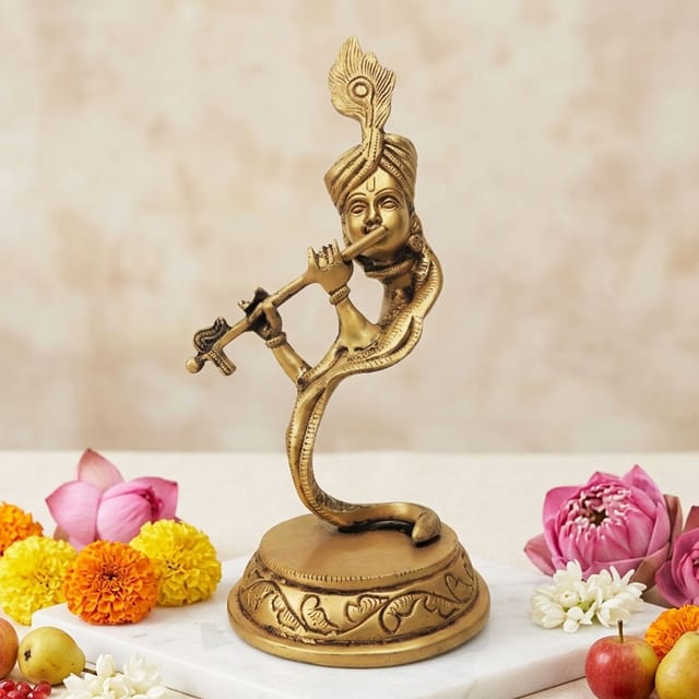 Brass Showpiece Krishna God Idol Statue - 4*3.6*9 Inch (BS1318 C)
