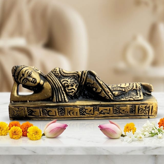 Brass Showpiece Sleeping Buddha Statue - 4*0.5*1.5 Inch (BS1364 C)