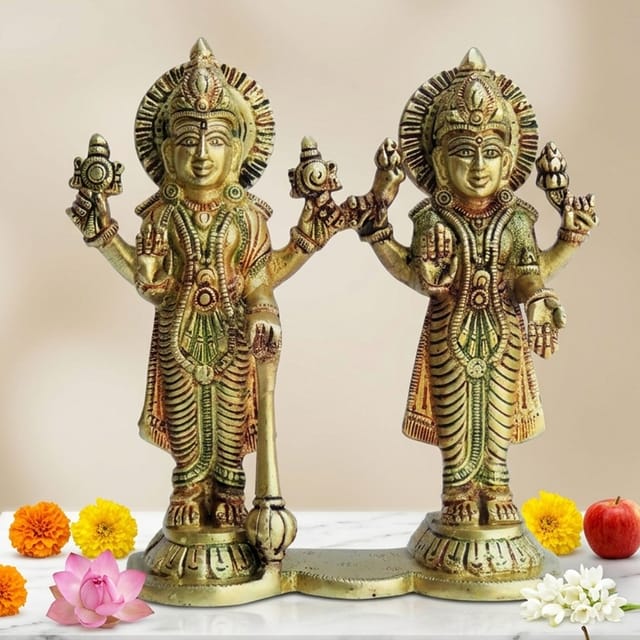 Brass Showpiece Vishnu Laxmi ji Idol - 6.5*2*7.5 Inch (BS1352 E)